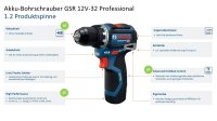 Bosch Akku Bohrschrauber GSR 12V-32 Professional 2x 2,0 Ah, GAL 12V-20, L-BOXX