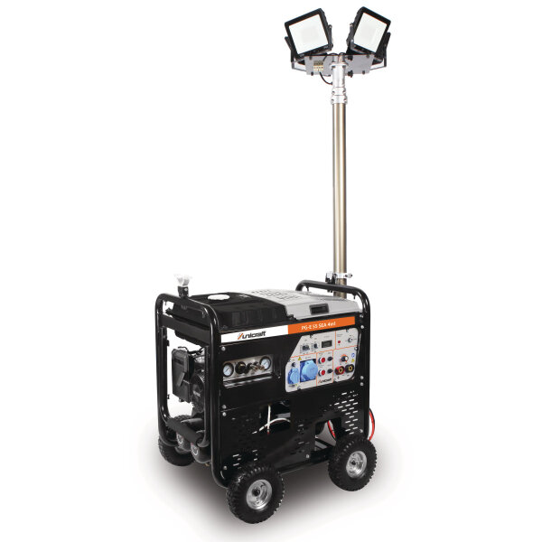 Mobiler Stromerzeuger mit Schweißgerät, Kompressor und eingebautem Lichtmast PG-E 55 SEA 4 in 1
